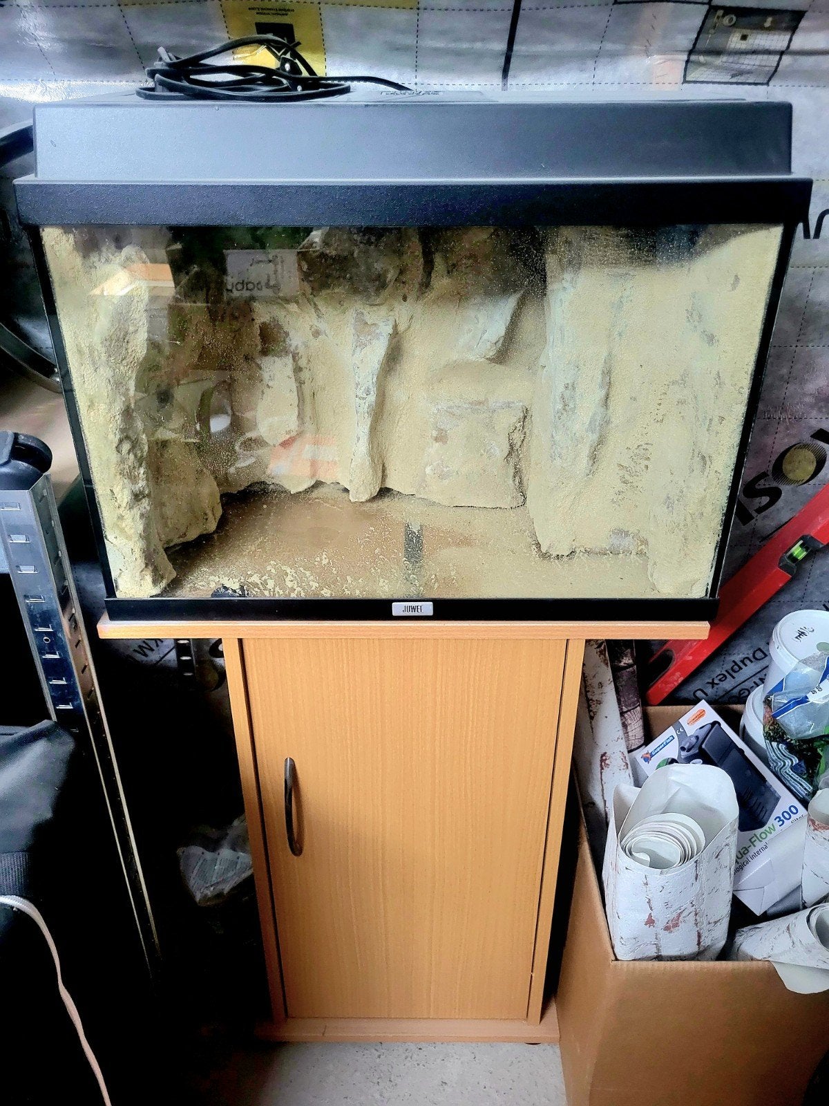 Aquarium met kast, Ophalen, Inclusief deksel, Gebruikt, Verlichting of Verwarming