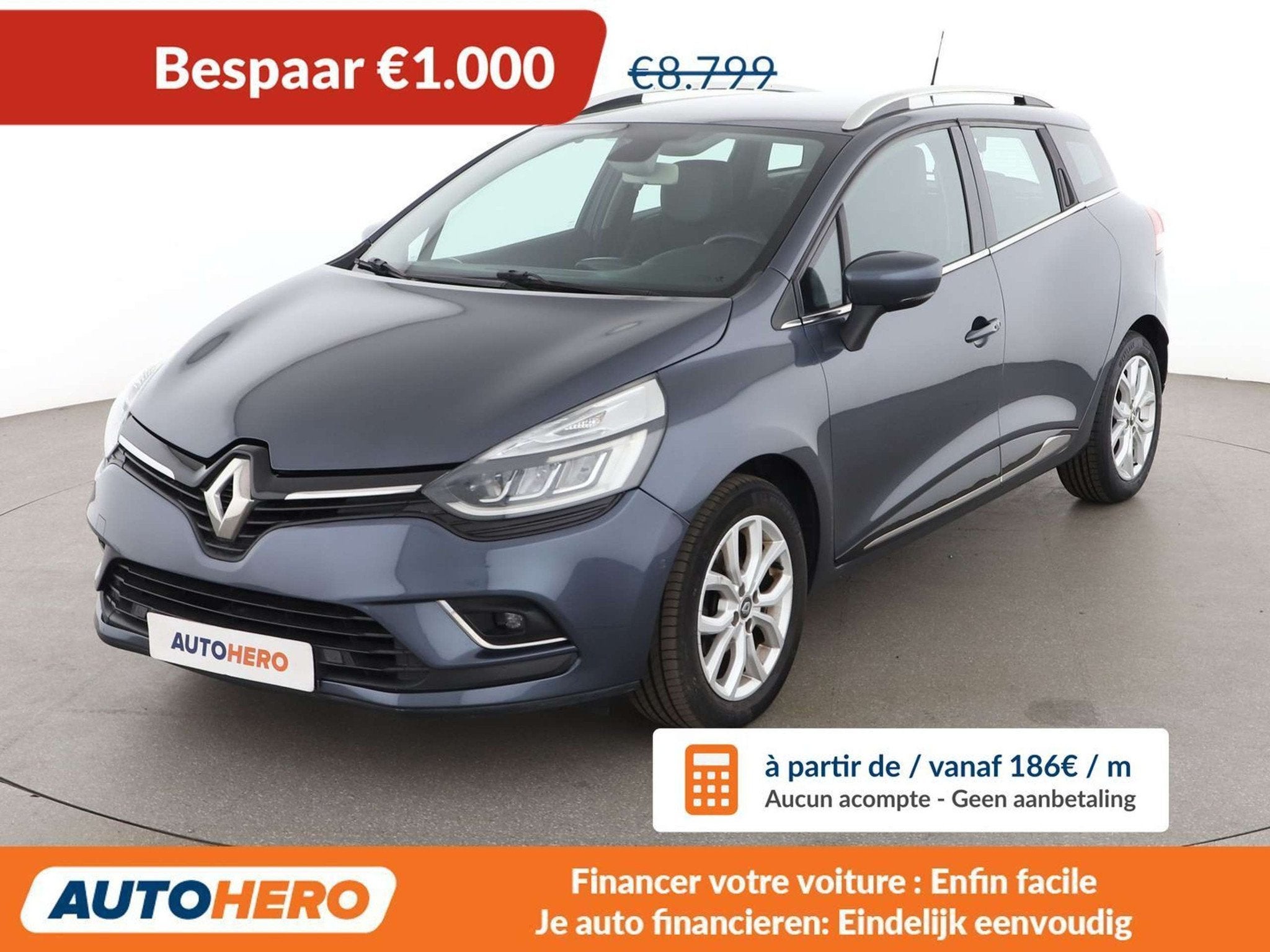 Renault Clio 1.5 dCi Energy Intens (bj 2018), Auto's, Voorwielaandrijving, Gebruikt, Zwart, Blauw
