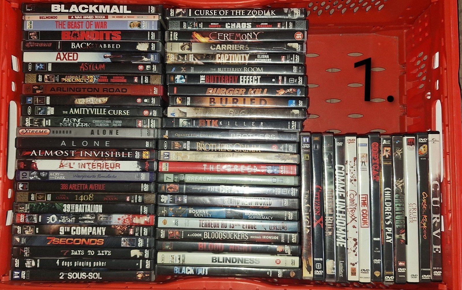 Nieuwe Update! Heel veel horror / thriller dvd's aan 1€ stu, Engels, Gebruikt, Overige genres, Ophalen of Verzenden