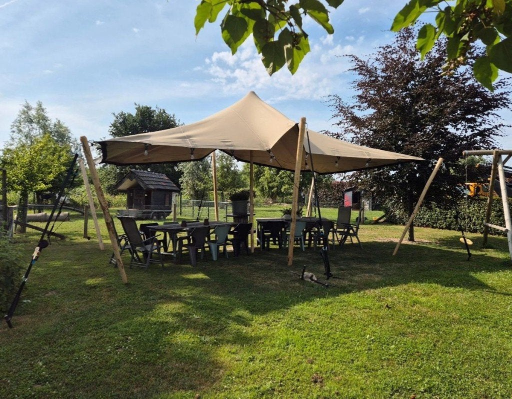 Stretchtent 7,5 x 5 m, nieuw, 4-laags doek, complete set, Tuin en Terras, Ophalen, Partytent, Nieuw, 2 meter of meer