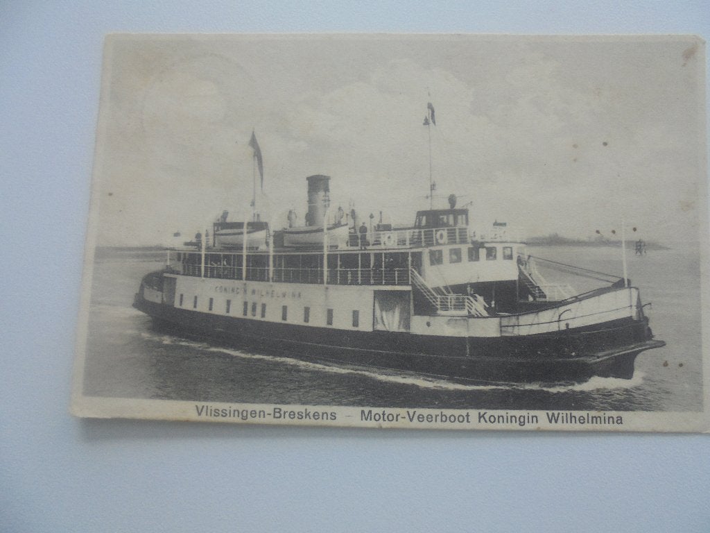 vlissingen-breskens-veerboot koningin wilhelmina, Ophalen of Verzenden, 1920 tot 1940, Gelopen, Zeeland
