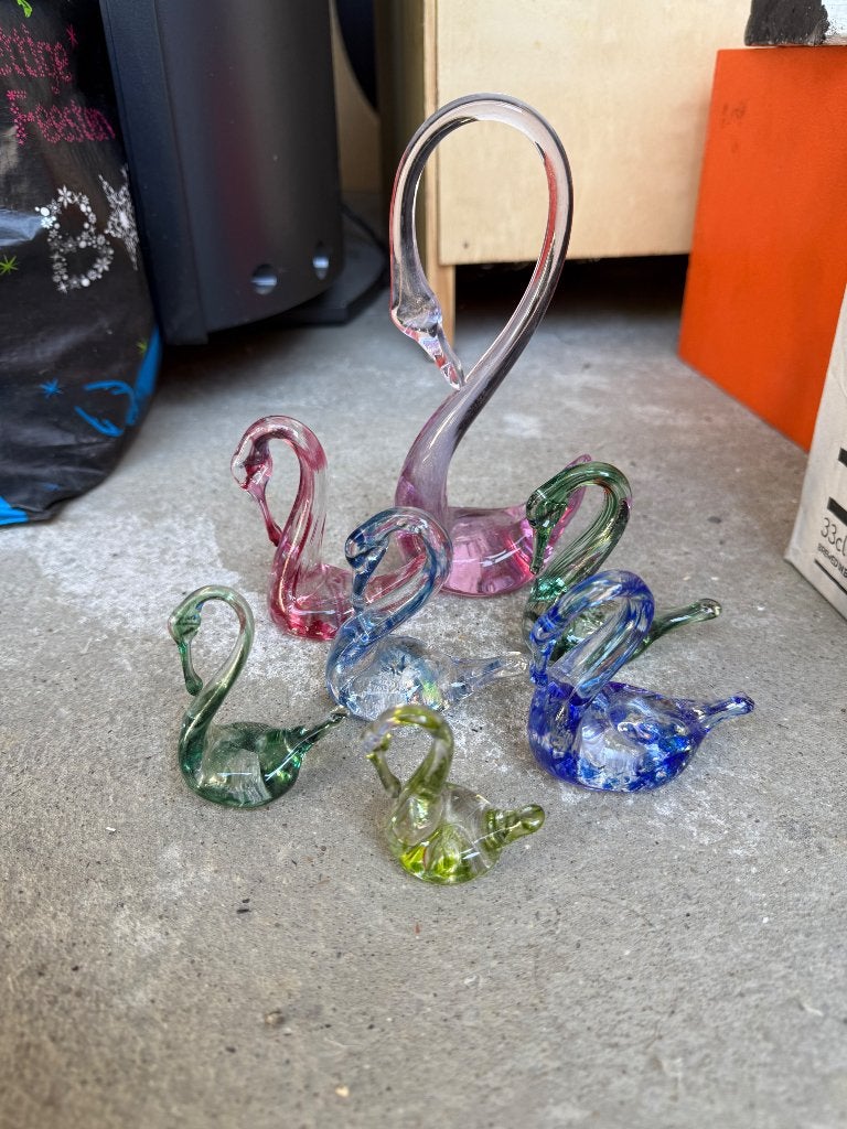 Lot de 6 canards en verre coloré - vintage, Enlèvement