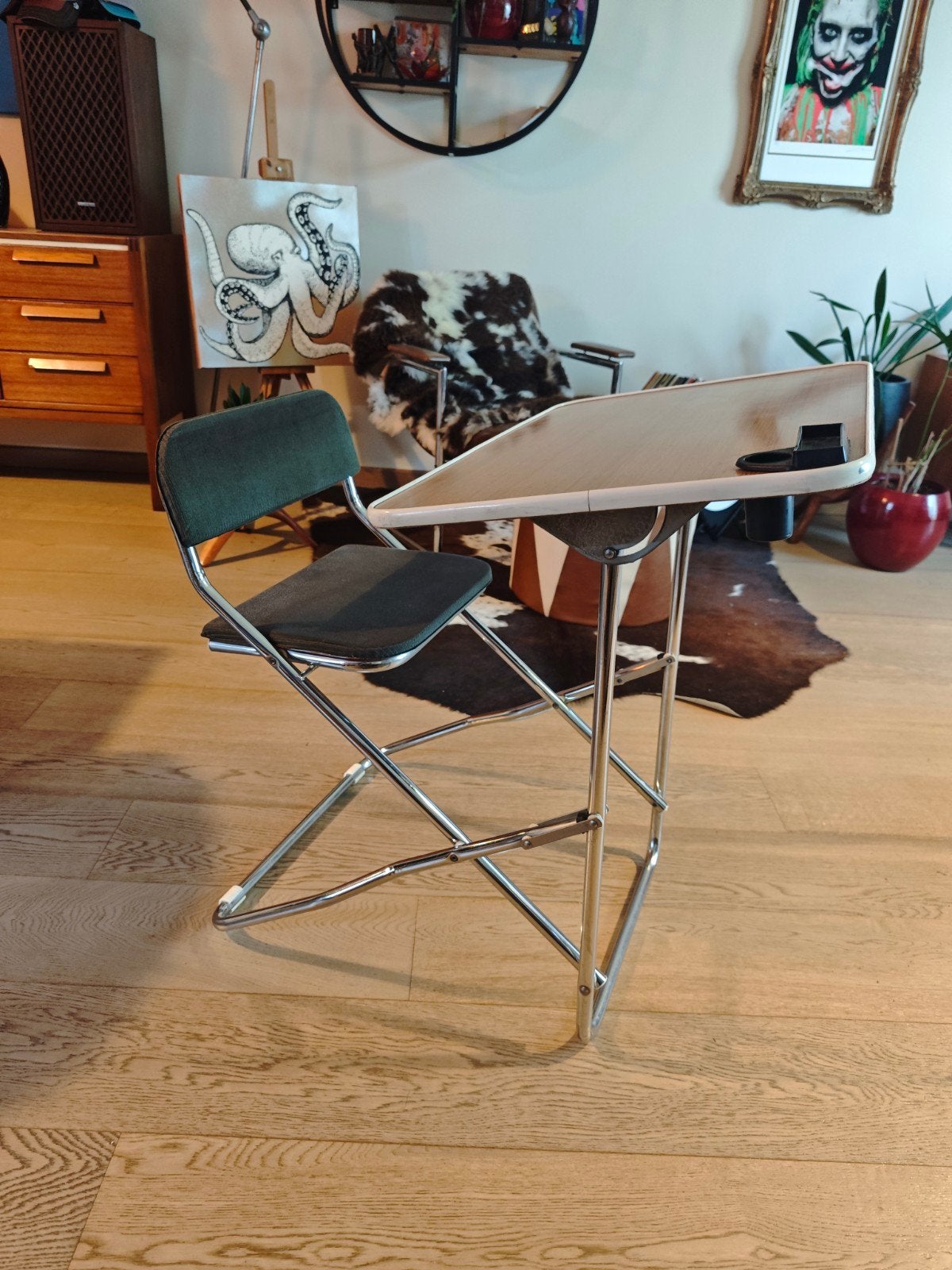 🍀Vintage industriële kinder teken- en huiswerbankje🍀, Métal, Vintage, Enlèvement, Brun