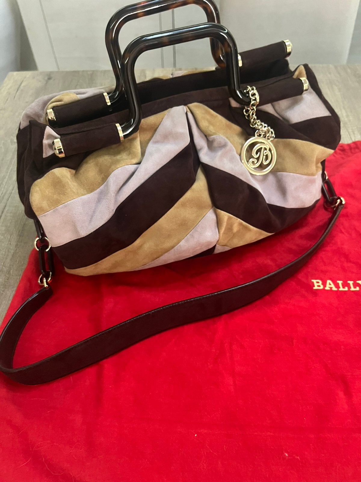 Handtas BALLY tricolor daim, Ophalen, Zo goed als nieuw, Handtas