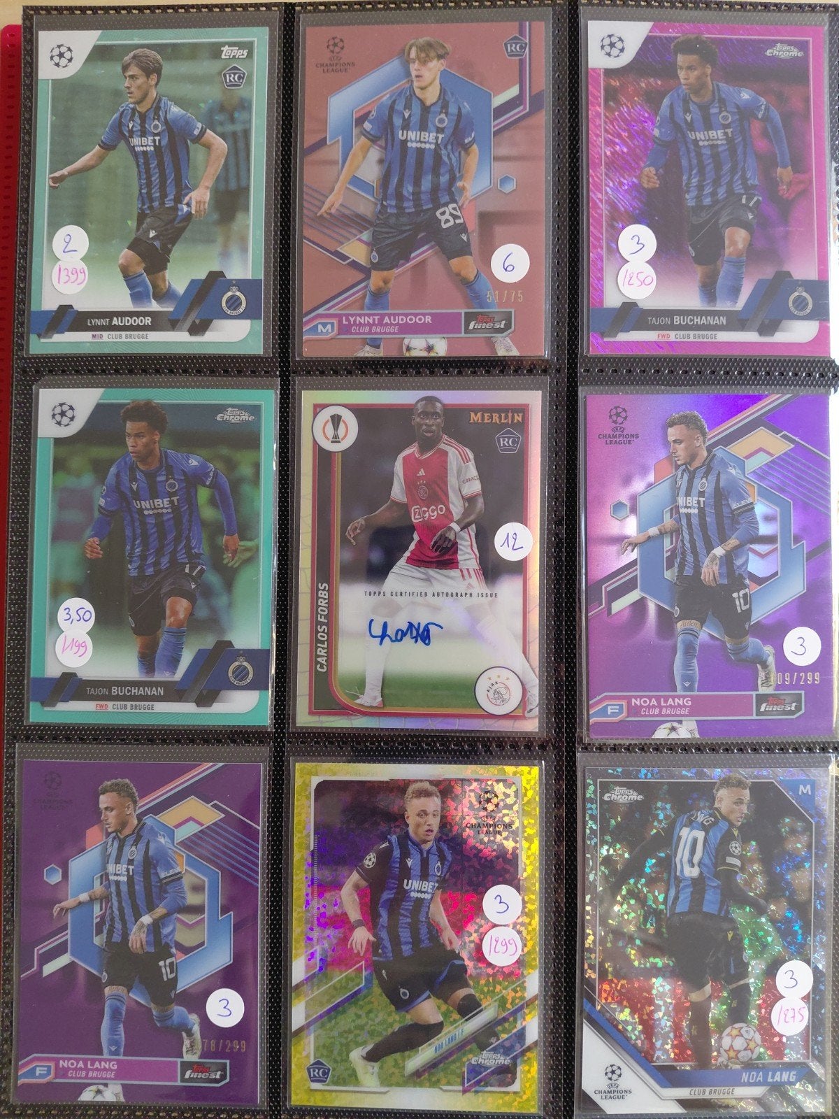 Groot lot Club Brugge kaarten genummerd gehandtekend Topps, Ophalen of Verzenden