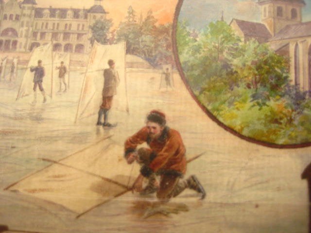 Peintre belge Louis Van Engelen 1906, Antiquités & Art, Gouache, Enlèvement, Paysage urbain / rural, Daté