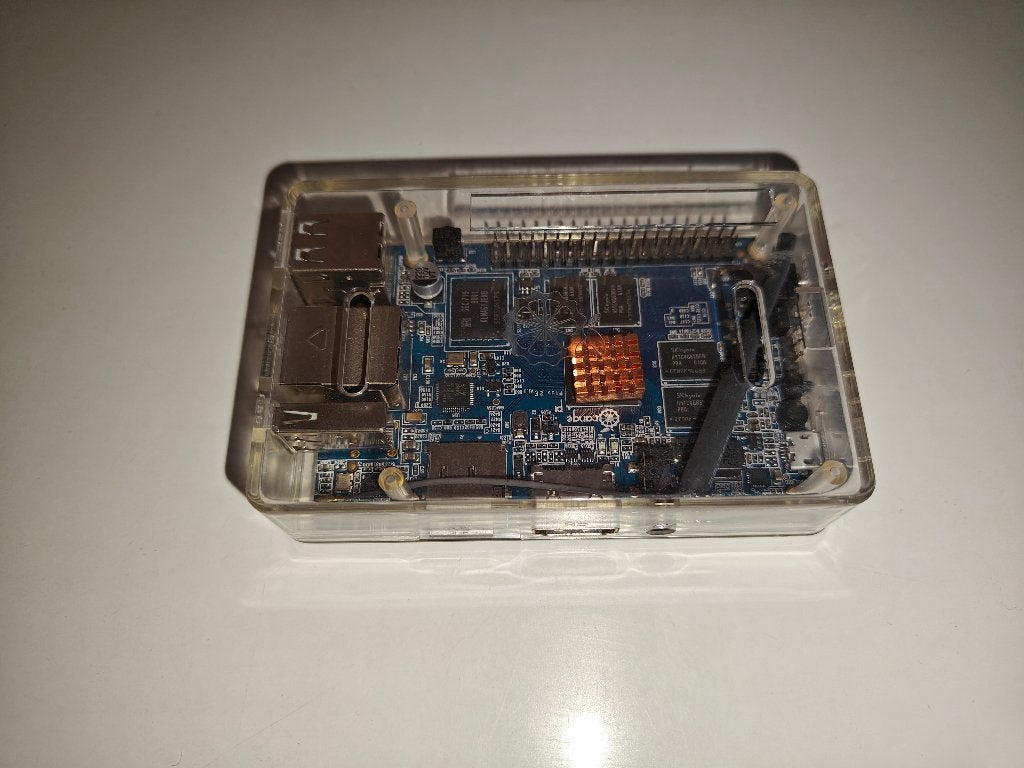 Orange Pi Plus 2E 2GB / 16GB eMMC + behuizing + Armbian, Ophalen of Verzenden, Gebruikt