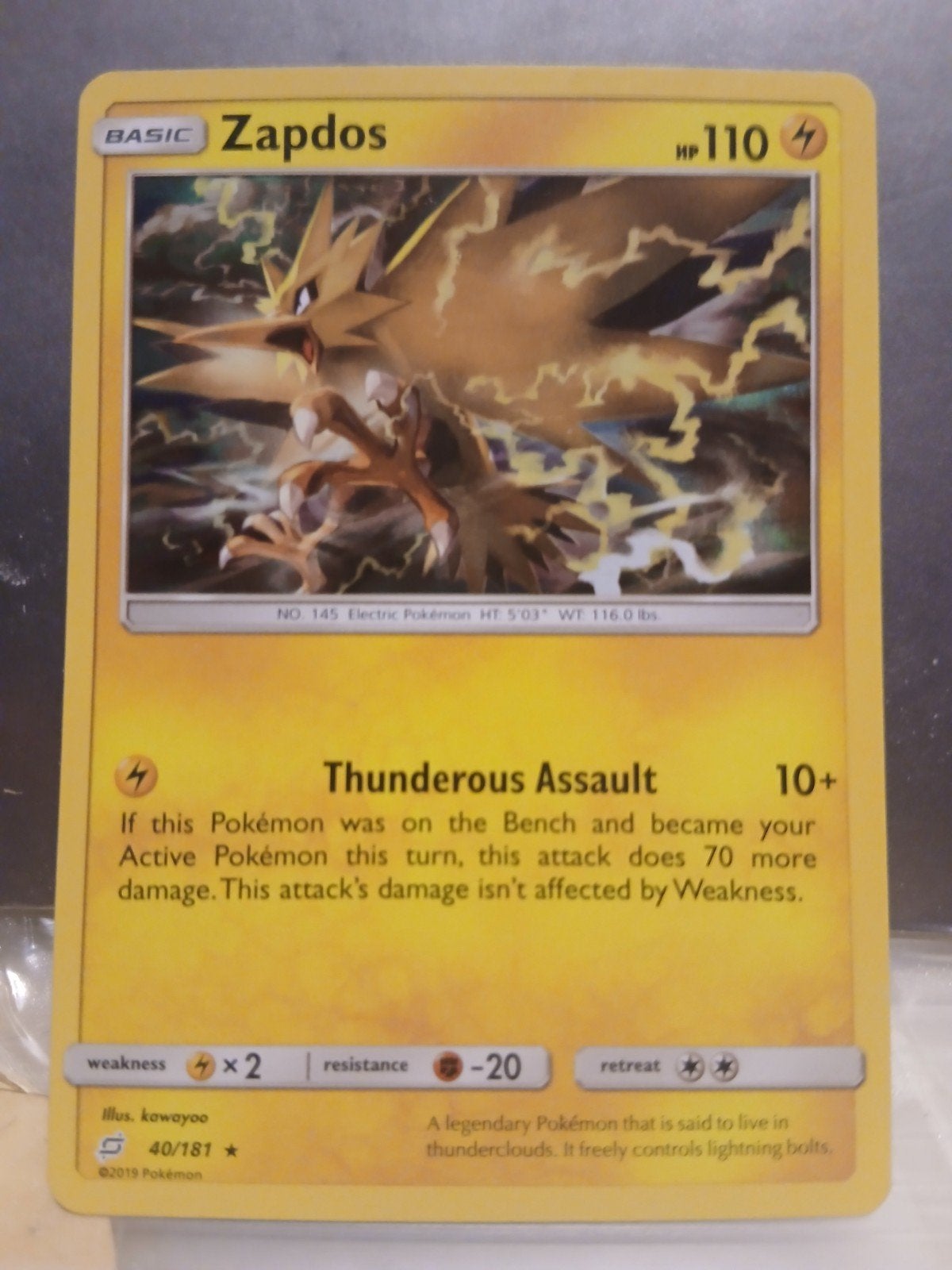 zapdos holo 40 pokemon team up, Enlèvement ou Envoi, Comme neuf, Cartes en vrac, Foil