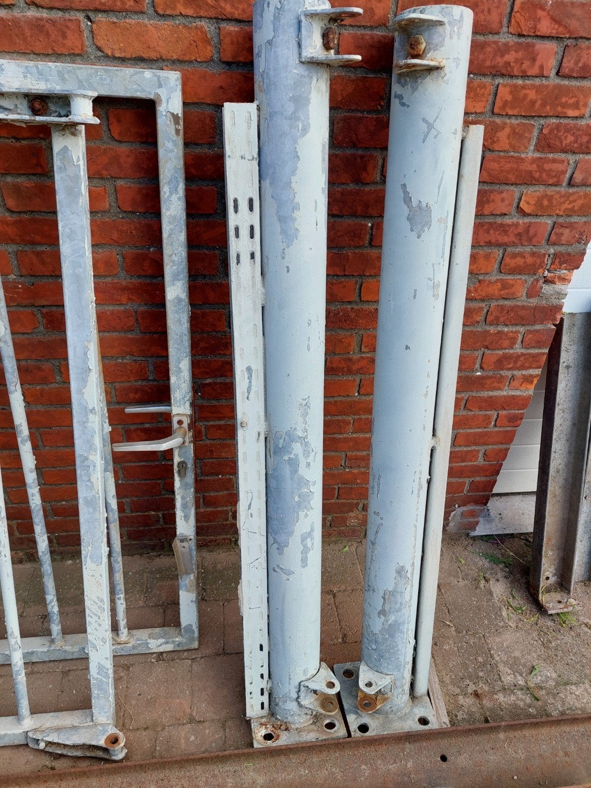 zware ijzeren metalen galvanise poort, Ophalen, Gebruikt, 100 tot 150 cm, 150 tot 200 cm