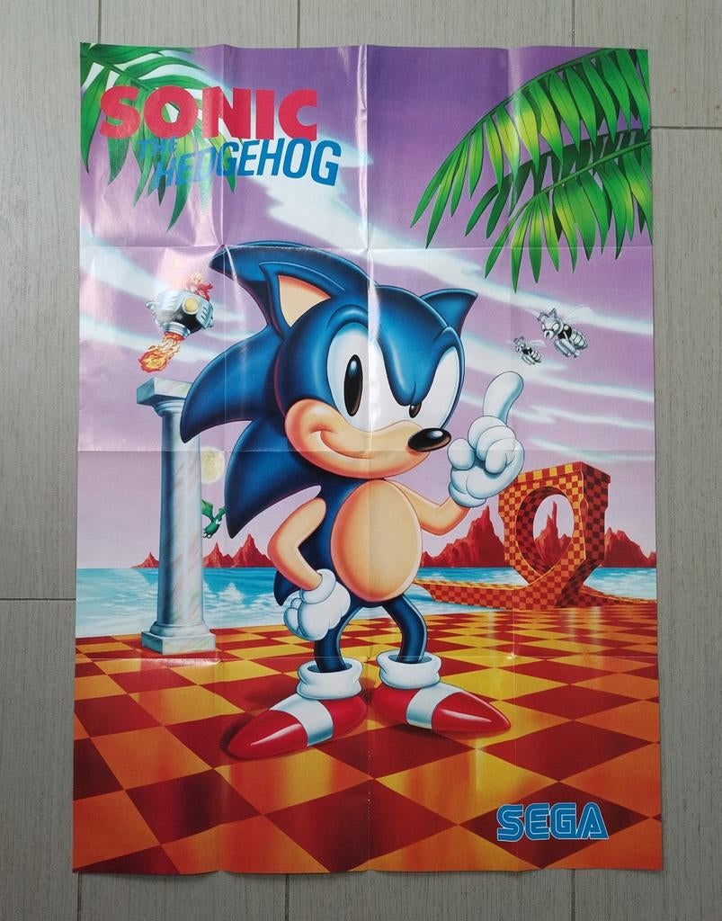 Vintage 1991 Sonic The Hedgehog Sega, Verzamelen, Posters, Ophalen of Verzenden