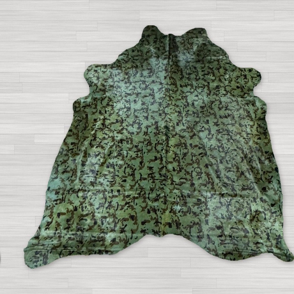 Koeienhuid camouflageprint groen 200x180cm | Lederstore, Meerkleurig, Wandkleed, Nieuw, Ophalen of Verzenden