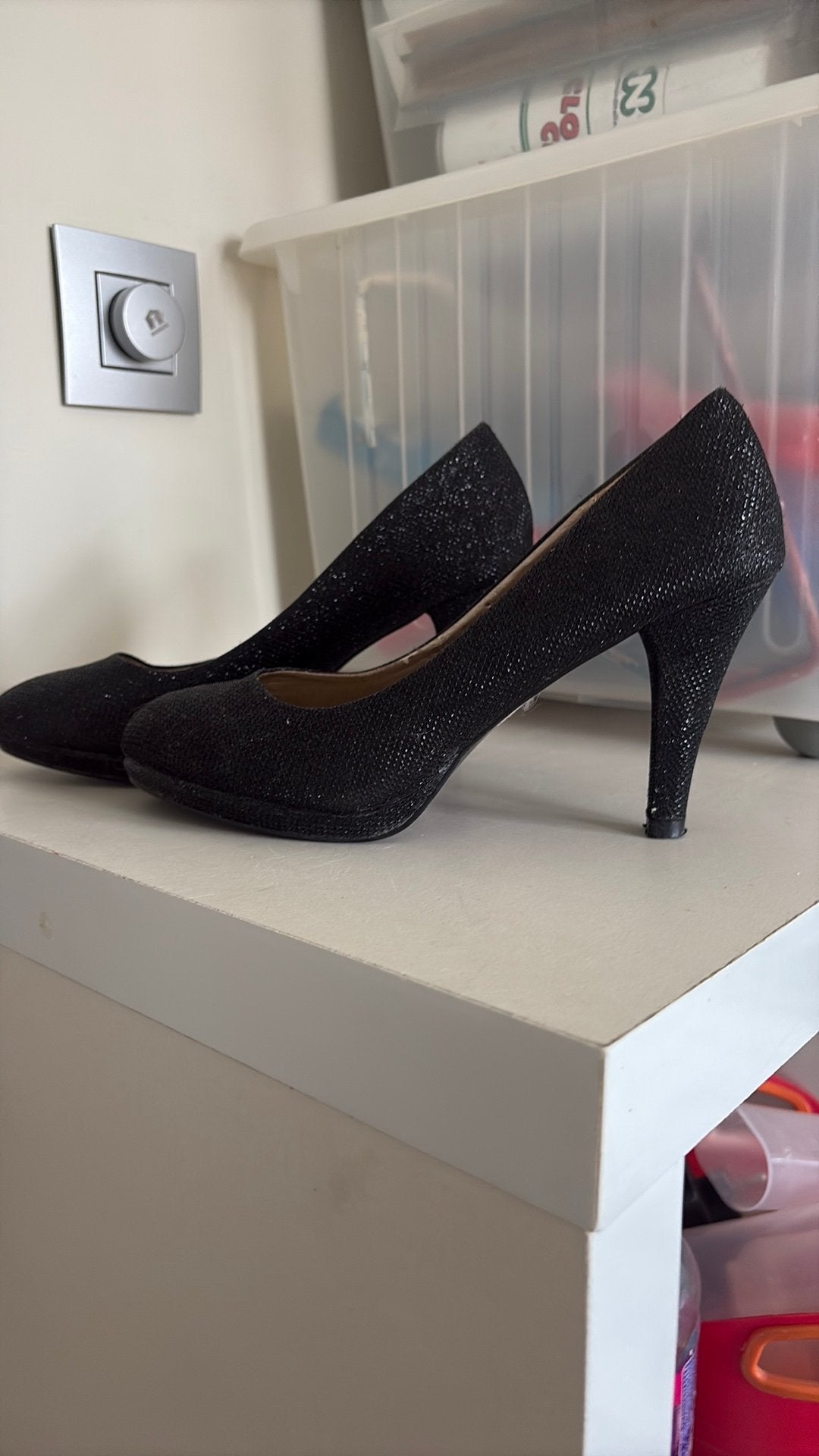 Zwarte lurex pumps maat 39, Ophalen, Zo goed als nieuw, Pumps