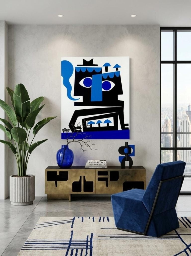 Antony Squizzato - Le coup de pompe - acryl op doek 55x46 cm, Antiquités & Art, Enlèvement ou Envoi, Certificat d'authenticité