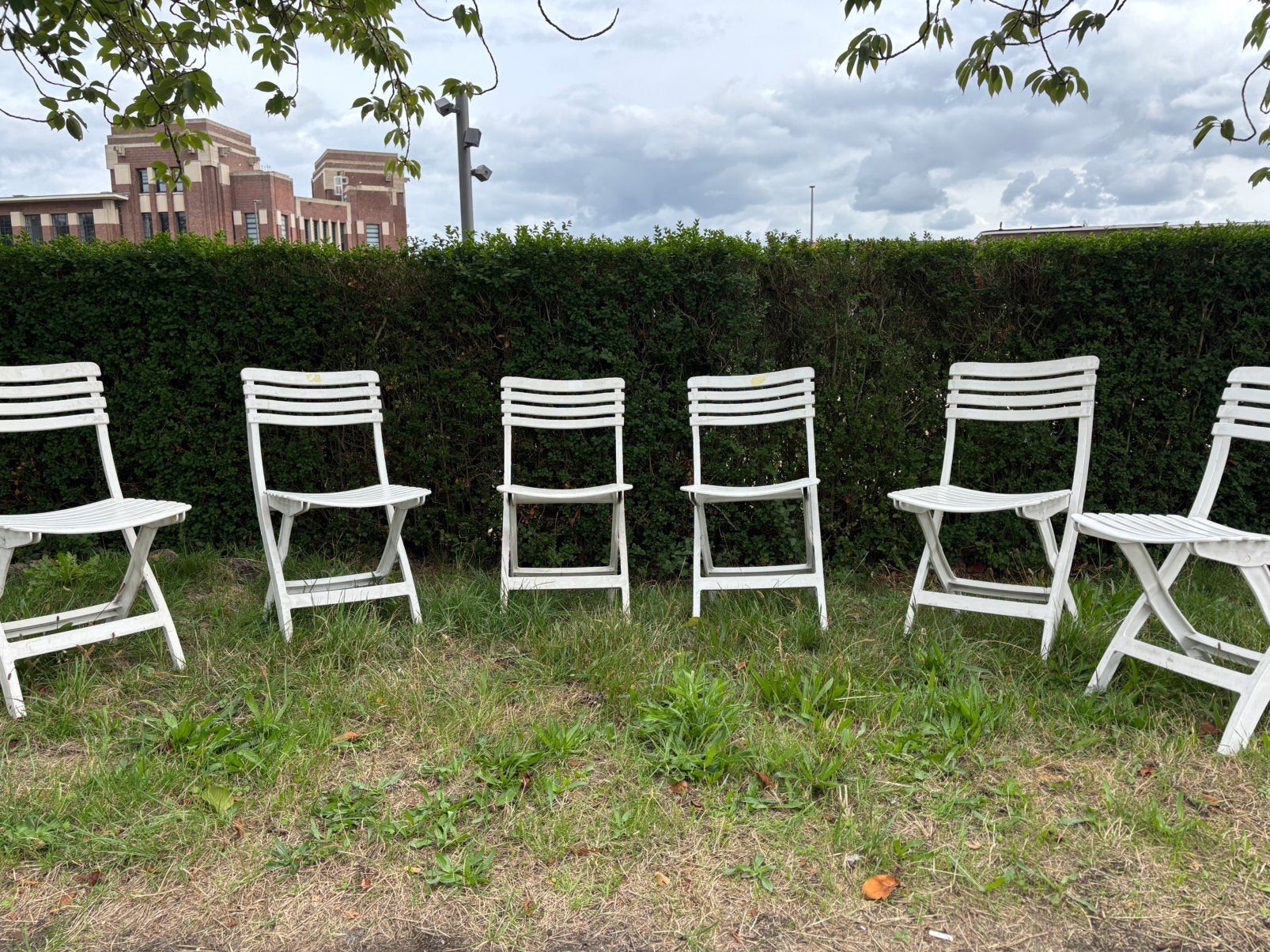 Chaises pliantes blanches 6 pièces, Enlèvement, Utilisé