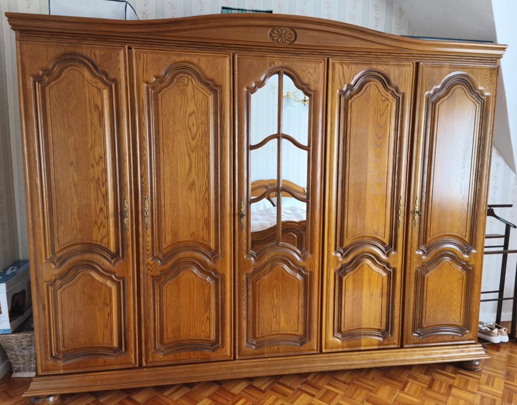Chambre à coucher complète en chêne avec sommier, Enlèvement, Comme neuf, Deux personnes