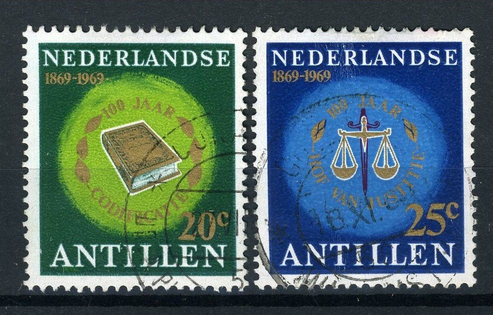 NL. ANTILLES 408/409 estampillée 1969 - Cour de Justice., Timbres & Monnaies, Timbres | Antilles néerlandaises, Envoi, Affranchi