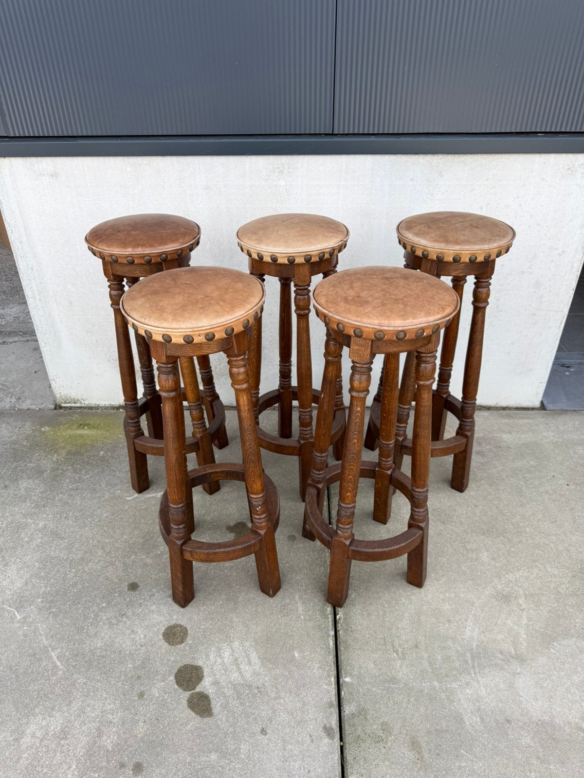 5 barkrukken (85cm hoog), Ophalen, Met voetsteun, 60 tot 90 cm, Hout