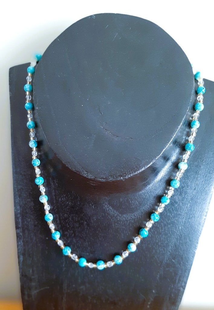 Te koop: Nieuw!! Mooie blauwe kunstmatige Zirkoon ketting., Ophalen, Nieuw, Blauw, Steen of Mineraal