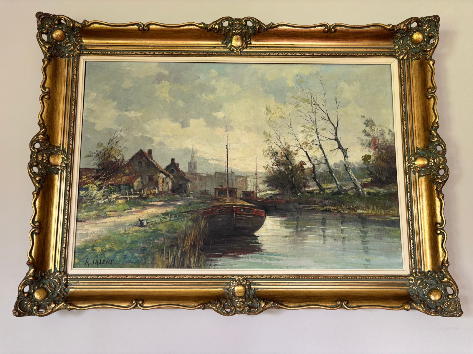 Schilderij R.Salens, Antiek en Kunst, Ophalen
