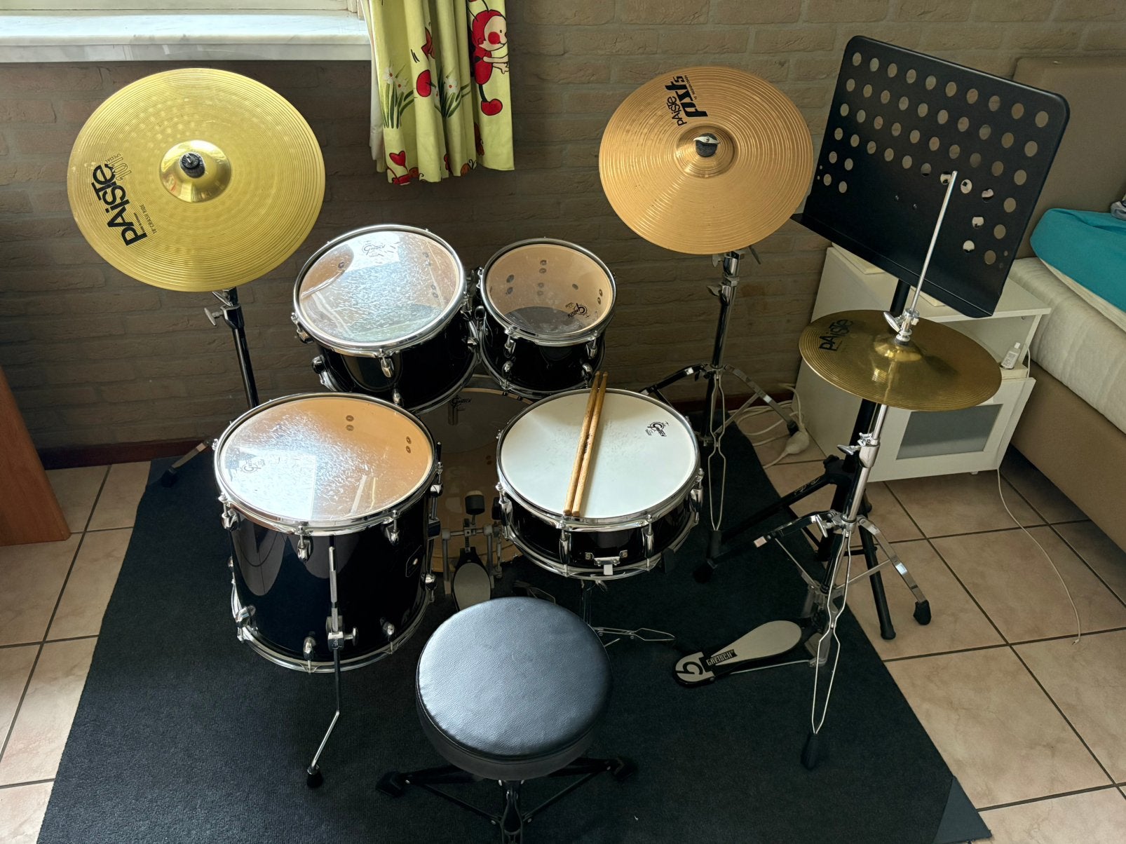 Compleet Gretsch Drumstel met Paiste Bekkens, Muziek en Instrumenten, Ophalen, Zo goed als nieuw