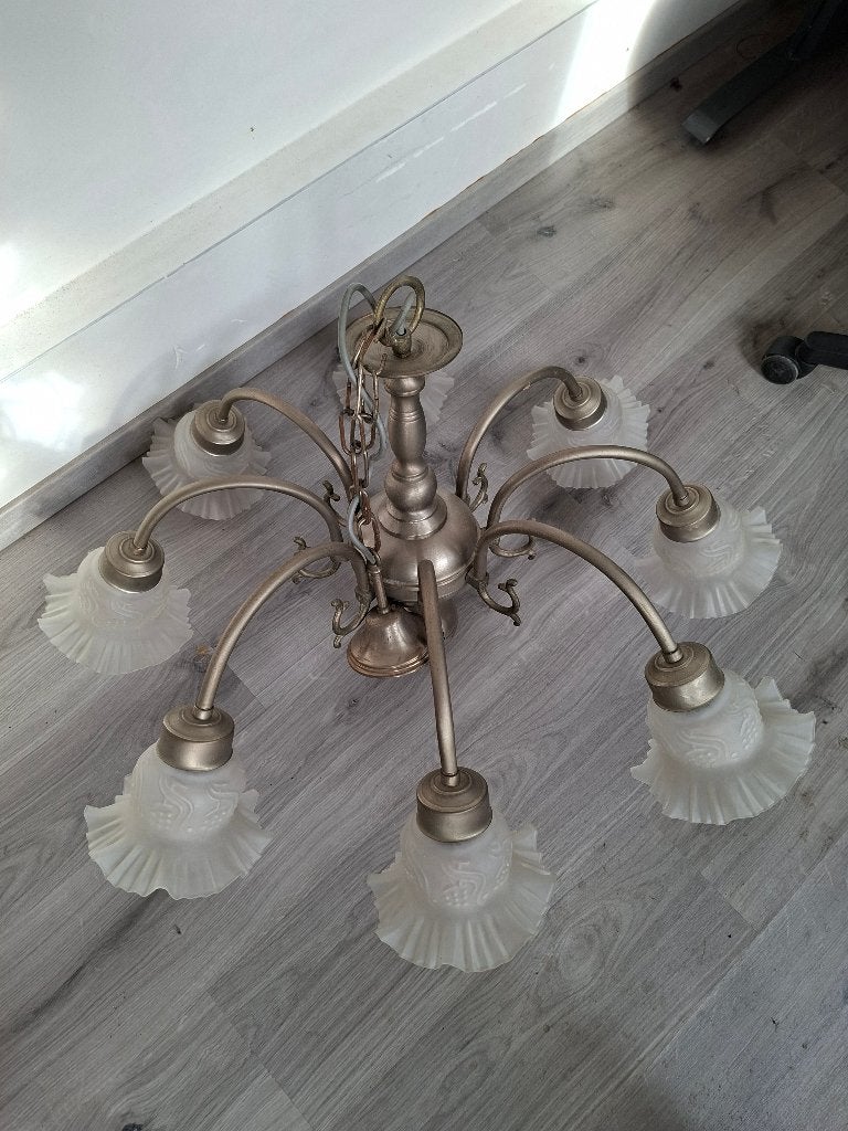 vintage kroonluchter, Enlèvement, Utilisé, Verre, Klassiek, landelijk, vintage