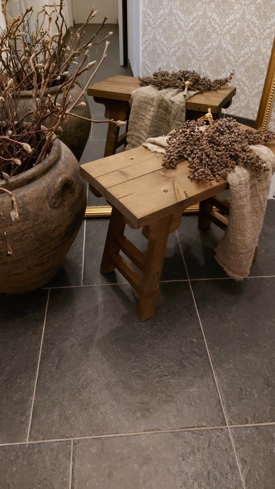landelijk houten bankje / krukje, Maison & Meubles, Enlèvement ou Envoi