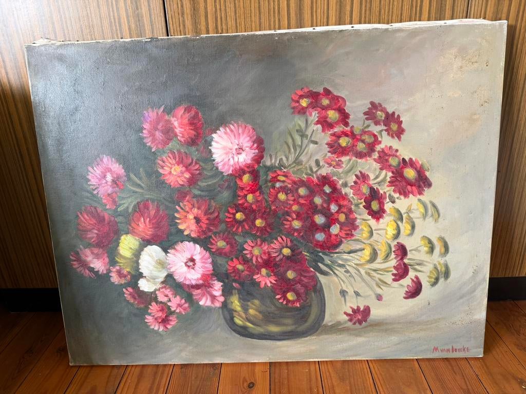 Schilderijen (80 x 60 cm) - bloemen - olie op doek, Enlèvement, Comme neuf, Peinture