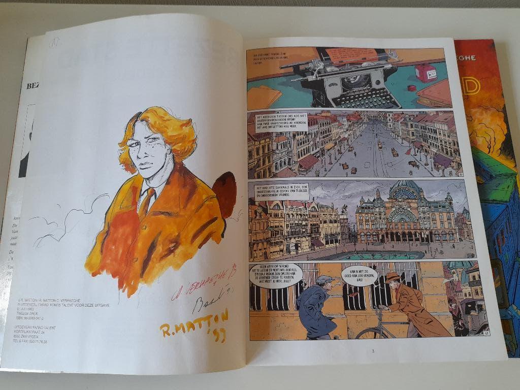Bezette Stad - tekening + gesigneerd! - Matton - Verhaeghe, Boeken, Stripverhalen, Zo goed als nieuw, Complete serie of reeks