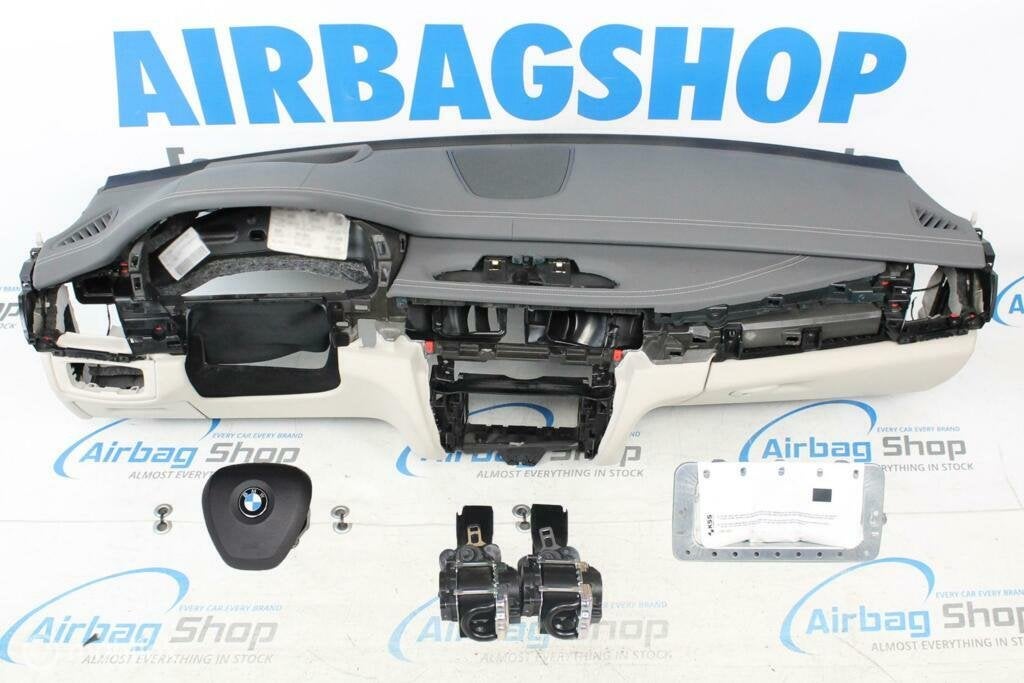 Airbag kit Tableau de bord gris/blanc cuir HUD BMW X6 F16, Enlèvement ou Envoi, Utilisé