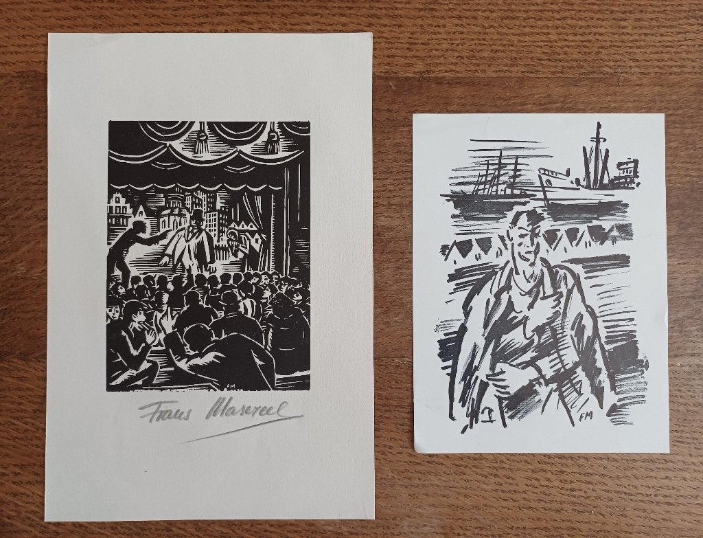 Frans Masereel houtsnede, Ophalen of Verzenden