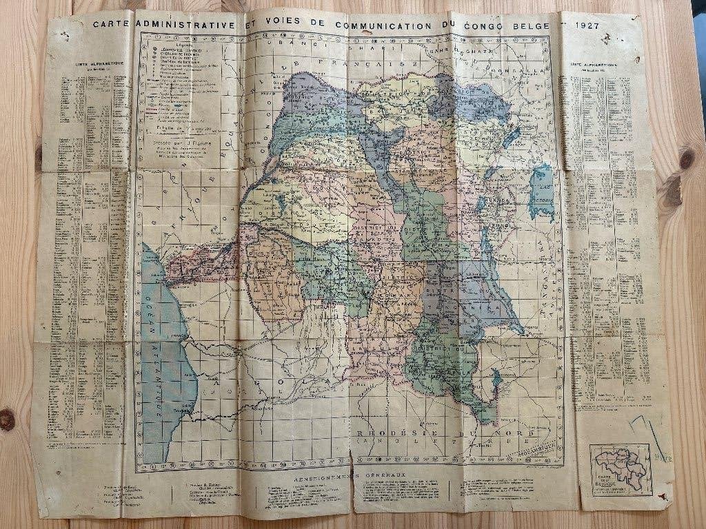 Oude landkaart Belgisch Congo 1927, Landkaart, 1800 tot 2000, Wereld, J.Flamme, Ministère des colonies