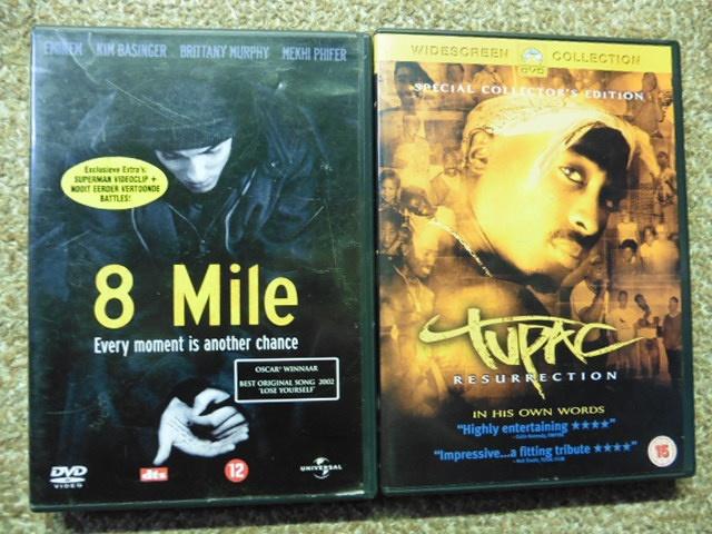 8 Mile (2002) + Tupac Resurrection (2003) dvdPakket = 5€, Ophalen of Verzenden, Zo goed als nieuw