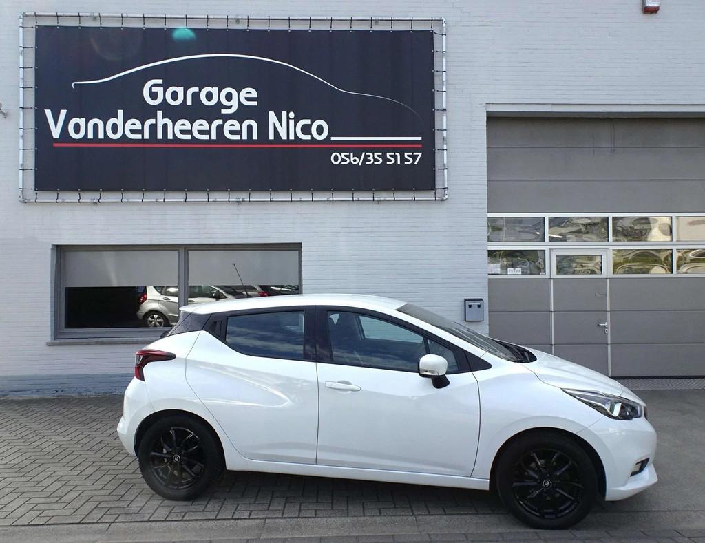 Nissan Micra 1.0i 5d. APPLE CARPLAY,AIRCO,CRUISE,BLUETH,ALU, Stof, Gebruikt, Wit, 5 deurs