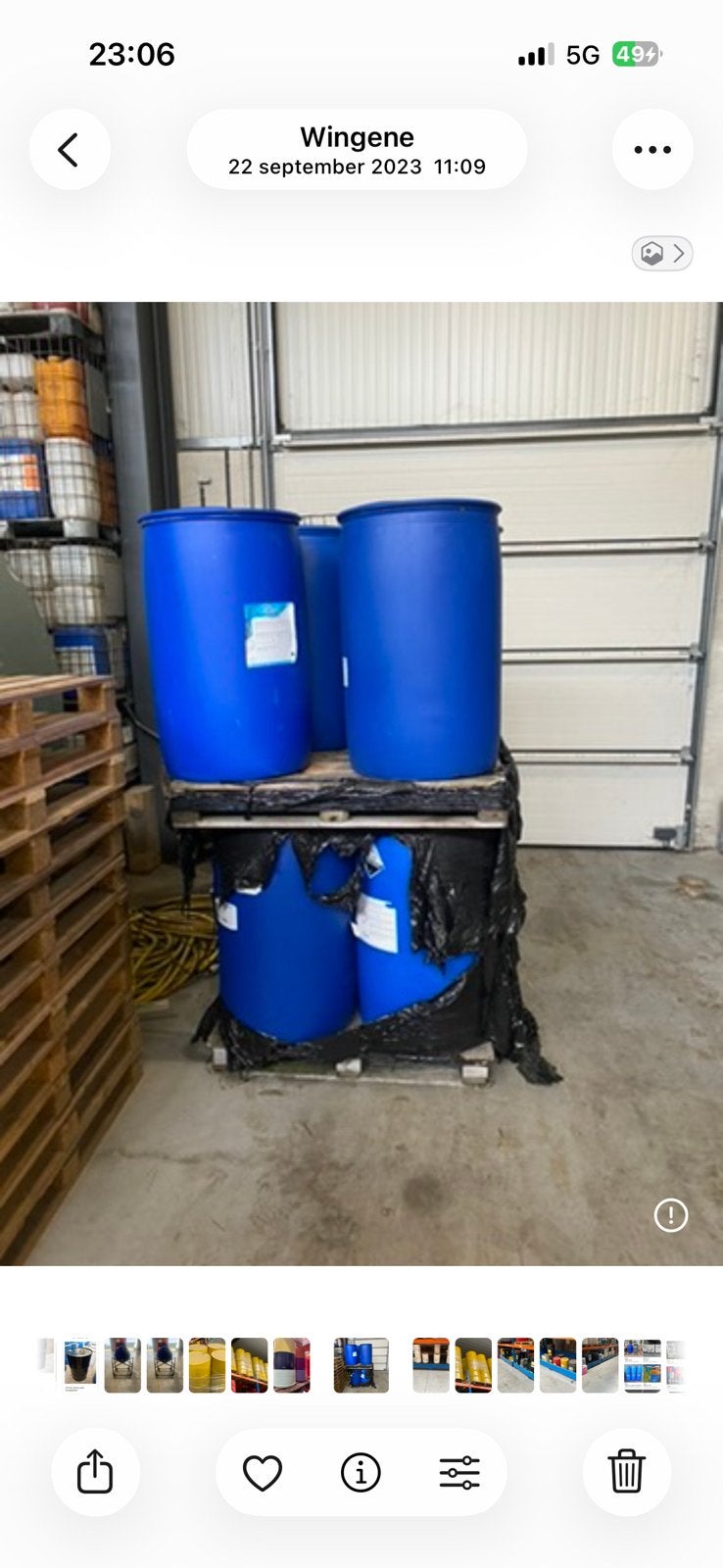 Blauwe vaten 220 liter, Tuin en Terras, 150 liter of meer, Ophalen, Gebruikt, Kunststof