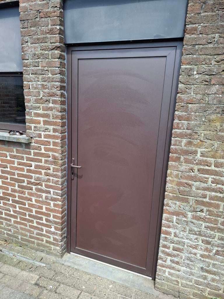 Deur en 2 ramen in aluminium, Doe-het-zelf en Bouw, Deuren en Vliegenramen, Ophalen, Glas
