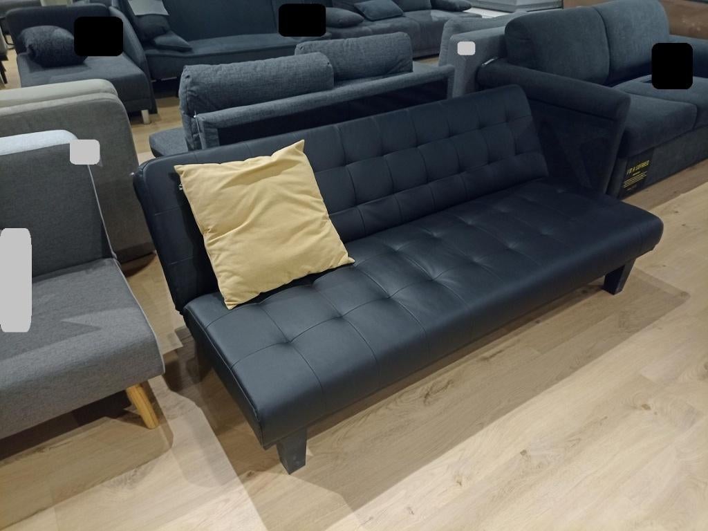 Slaapbanken nieuw in zwart lederlook 180cm +Levering, Huis en Inrichting, Ophalen of Verzenden, Nieuw, Leer