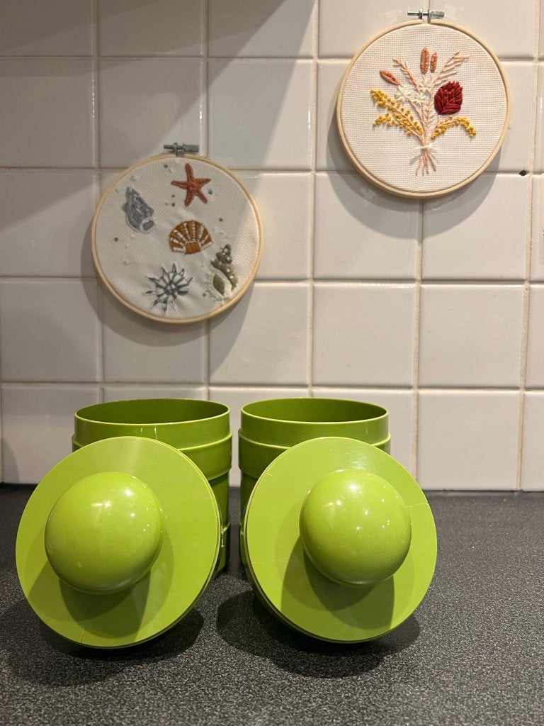 2 vintage plastic voorraadpotten van Vitri *Made in West Ger, Ophalen of Verzenden