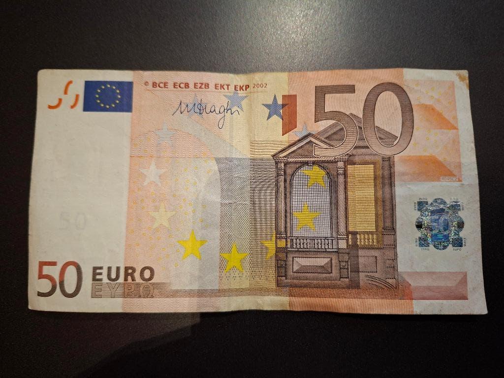 2002 Nederland 50 euro oude serie Draghi code R045, Postzegels en Munten, Bankbiljetten | Nederland, Verzenden, Euro's, Los biljet