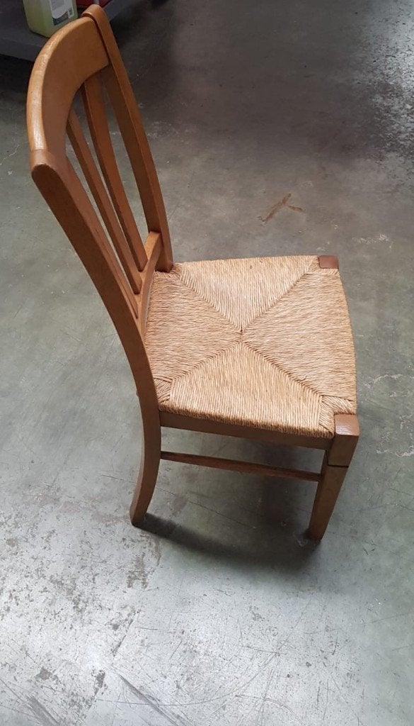 6 chaises bois massif assise en paille tressée, Enlèvement ou Envoi