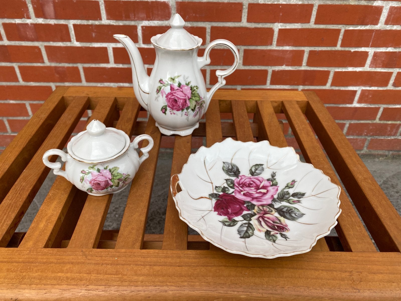 Vintage suikerpot, melkkan, koekjes schotel, Ophalen of Verzenden