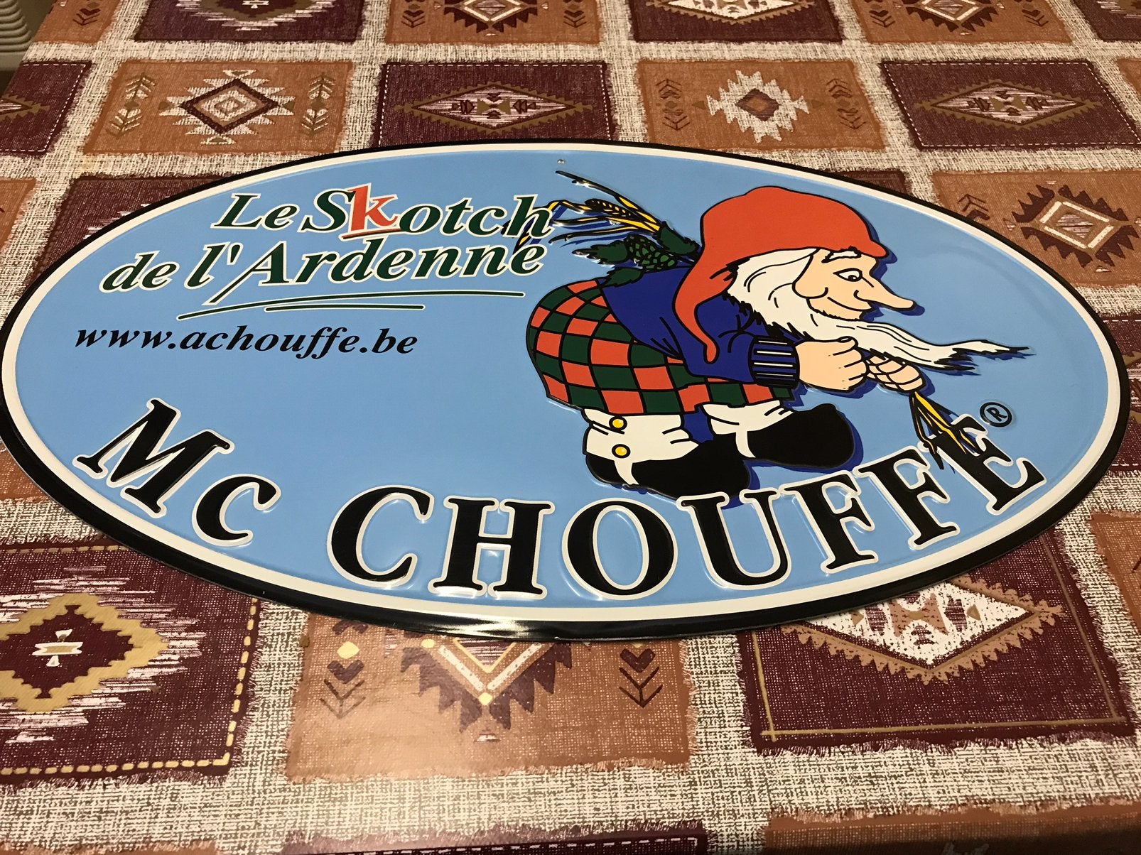 Panneau d'affichage métallique Mc.Chouffe (2), Enlèvement ou Envoi, Comme neuf, Panneau publicitaire