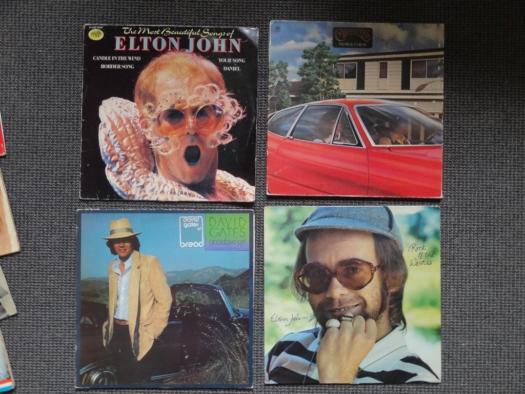 4 LP's, 2x Elton John, David Gates en the Carpenters, Cd's en Dvd's, Vinyl | Pop, LP, Gebruikt, 12 inch, Verzenden