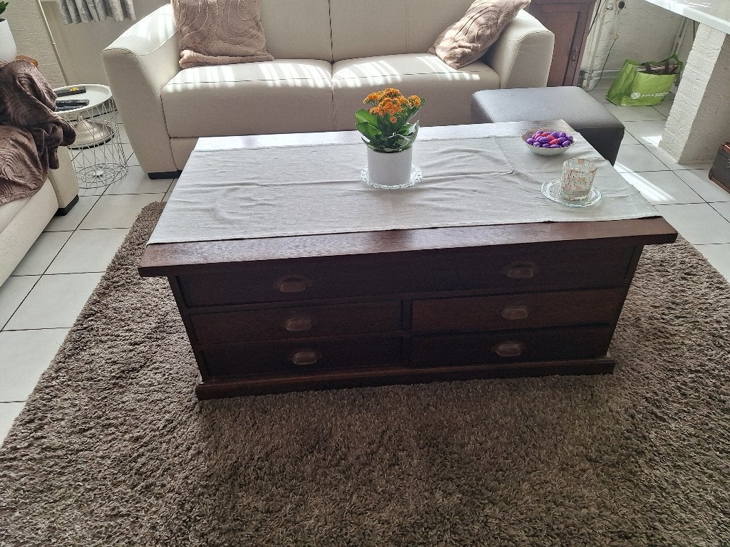 Eiken salontafel, Ophalen, Gebruikt, 100 tot 150 cm, 50 tot 75 cm