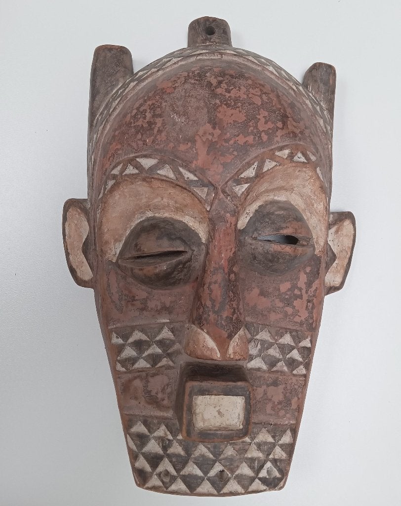 Masque africain, Antiquités & Art, Fait main, 44 cm, Multicolore, Envoi