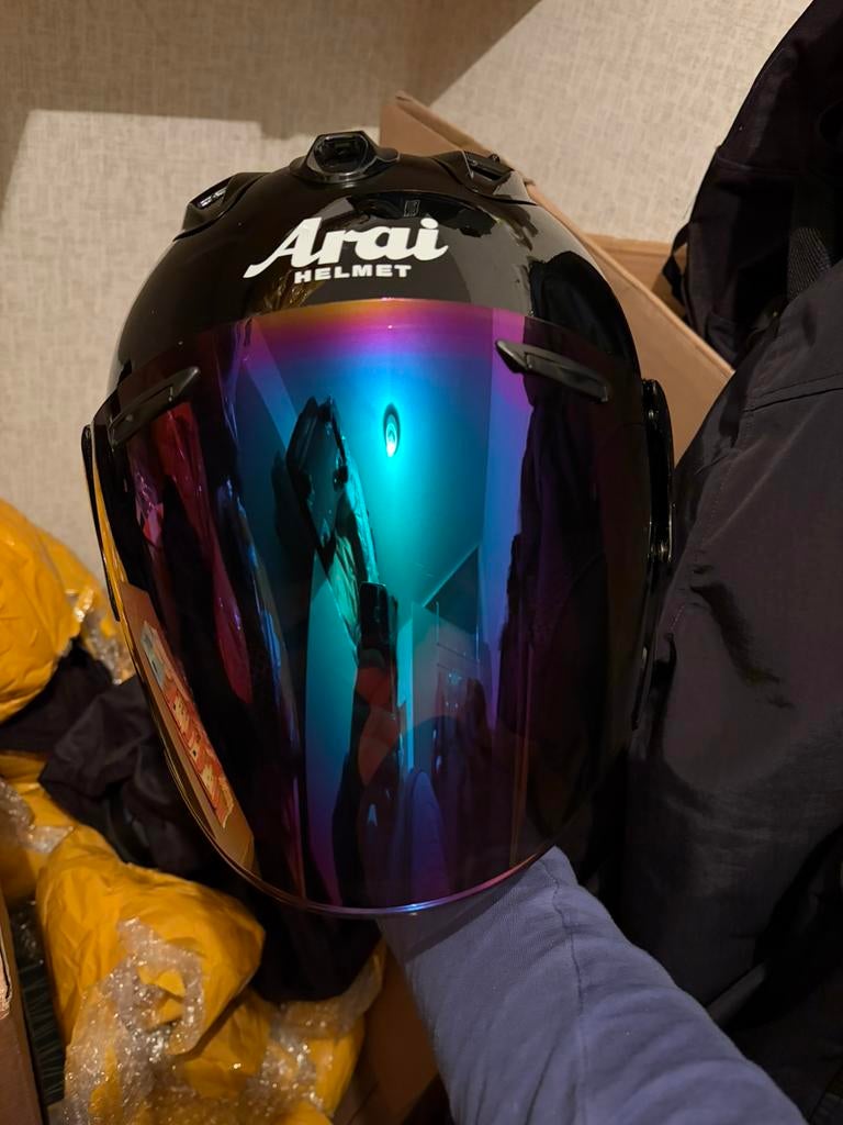 Arai helm met kleurvizier en headset, Enlèvement ou Envoi, L, Arai