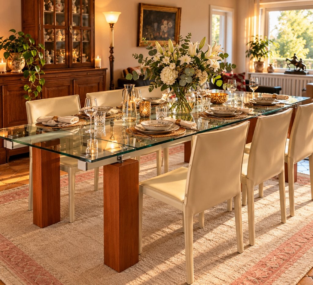Table Calligaris extensible - verre & bois - 8/12 pers, 200 cm ou plus, Autres essences de bois, Design italien - contemporain