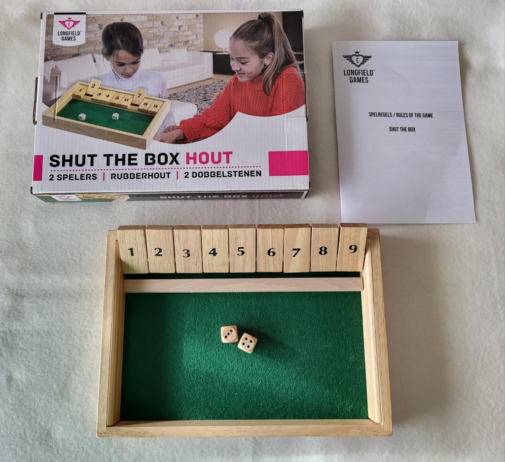 Houten gezelschapsspel Shut The Box (slechts 1x gebruikt), Ophalen, Zo goed als nieuw