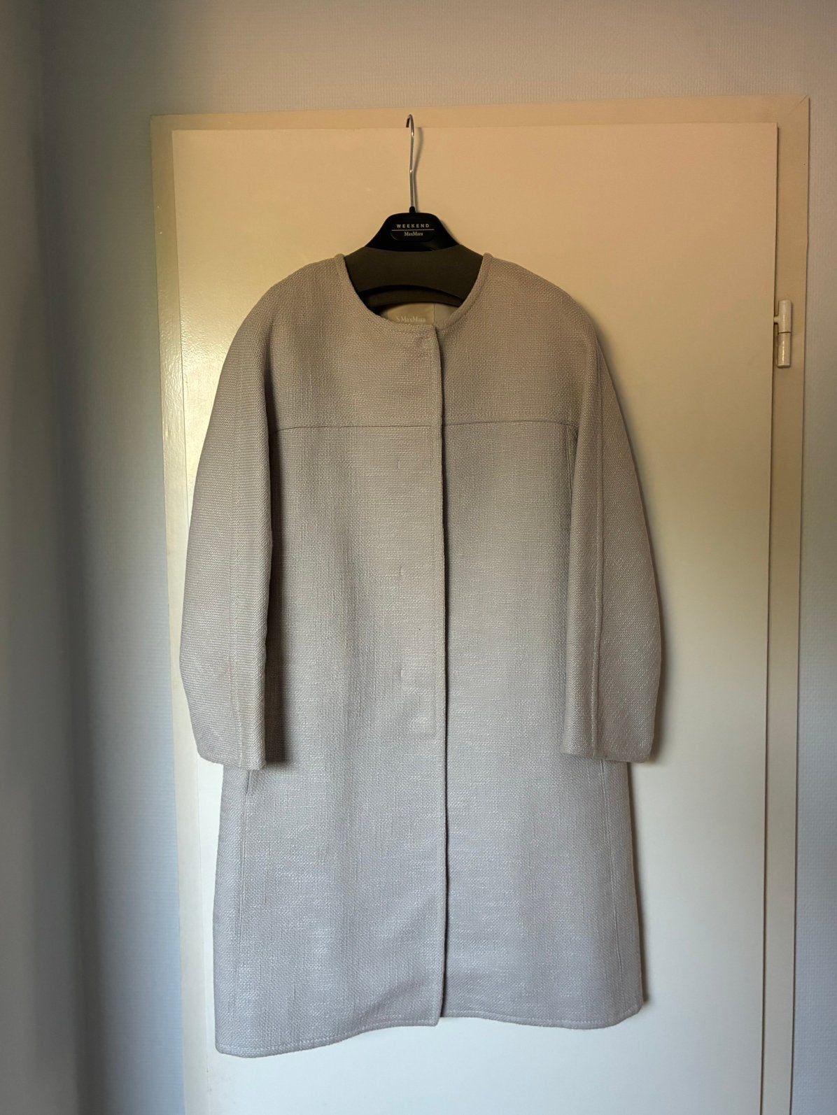 Lichtgrijze jas merk ‘S MaxMara maat 40, Enlèvement, Comme neuf, Taille 38/40 (M), Gris