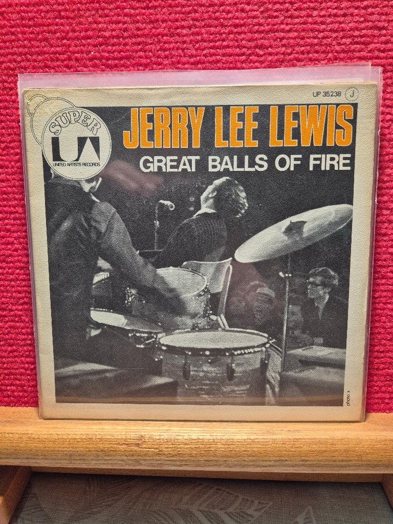 jerry lee lewis - sandy nelson, Cd's en Dvd's, Vinyl | Rock, Gebruikt, 7 inch, Ophalen of Verzenden, Beschermende buitenhoes