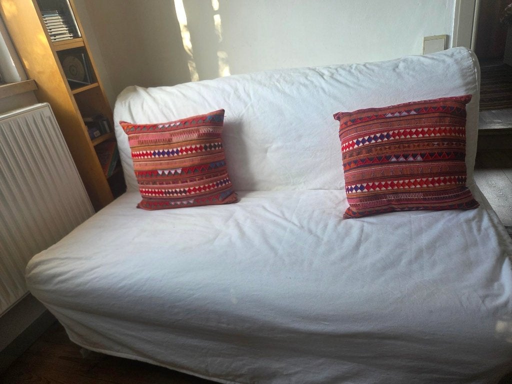 Canapé lit, type Lycksele + surmatelas 6cm, Maison & Meubles, Chambre à coucher | Canapés-lits, 140 cm, Enlèvement, Utilisé, Blanc